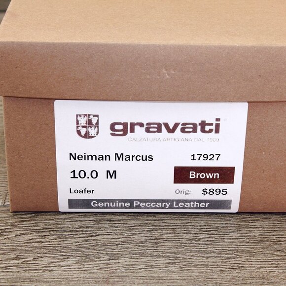$895 GRAVATI Neiman Marcus 10 M Genuine PECCARY Brown 17927 * add $15 new Trees main image 15